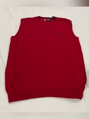 Ralph Lauren Chaps Red V-Neck Sleeveless Sweater Vest Large